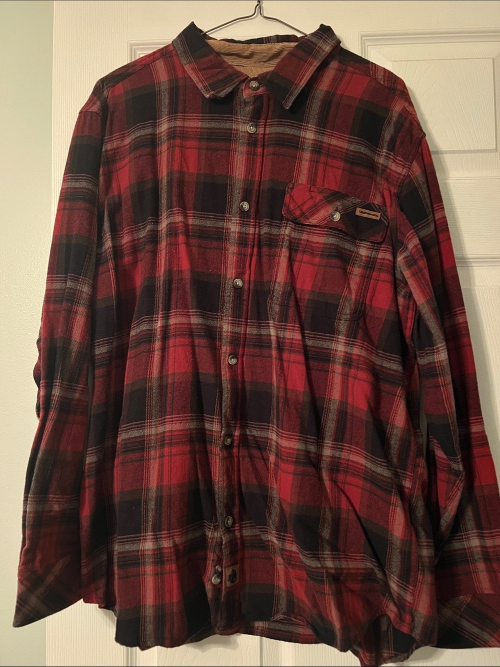 Men's Red and Black Plaid Button-Up Shirt by Legendary Whitetails